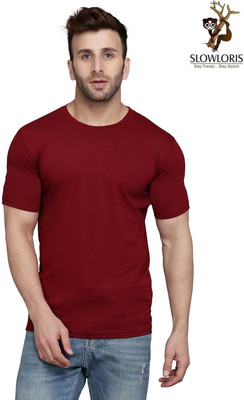 MINISTRY OF FRIENDS Solid Men Round Neck Maroon T-Shirt