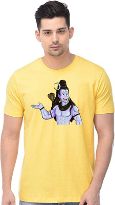 GIFZY Printed Men Round Neck Yellow T-Shirt