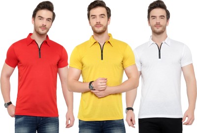 Adorbs Solid Men Polo Neck Multicolor T-Shirt