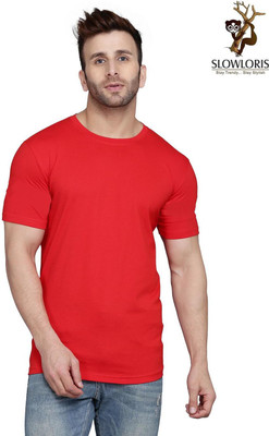 Cryptic Solid Men Round Neck Red T-Shirt