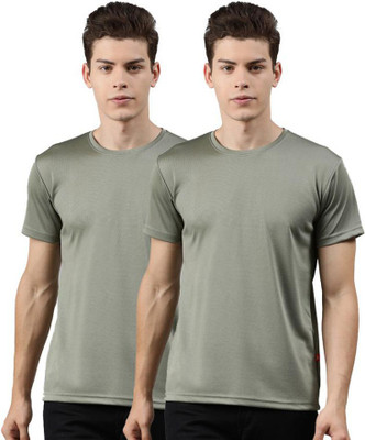 UNSULLY Solid Men Round Neck Light Green T-Shirt