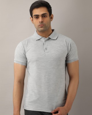 FERANOID Solid Men Polo Neck Grey T-Shirt