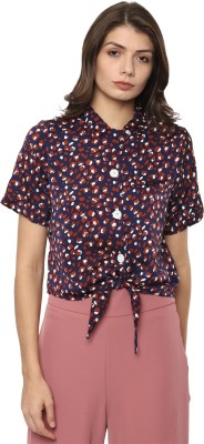 VAN HEUSEN Casual Half Sleeve Printed Women Dark Blue Top