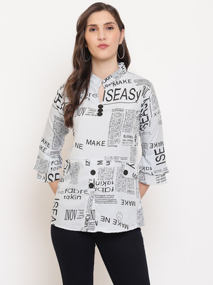 BANKU BEAR Casual 3/4 Sleeve Printed Women White Top