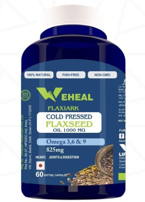 FLAXIARK Weheal Cold Pressed Flaxseed Oil Capsules 1000mg with Omega 3 6 9(60 Capsules)