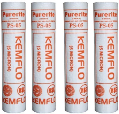 KHAMITRA Kemflow Cartridge Pre Outer Candle 5 Micron Pre Filter 10 Inch PP Spun Filter for All Type RO Water Purifier -Pack of 4 Pieces Solid Filter Cartridge(0.5, Pack of 4)