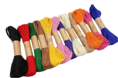 PRANSUNITA 12 Pcs Colorful Jute Twine String, 20 MTS Each,3 ply Colorful Rope Durable Packing String for Arts and Crafts Wrapping Gifts and Gardening