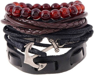 Tinera Trends Leather Bracelet Set(Pack of 4)