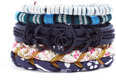 Tinera Trends Leather Bracelet Set(Pack of 4)