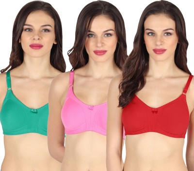 Oodles Jazzy Mould Women Full Coverage Non Padded Bra(Green, Pink, Red)