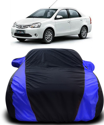 APNEK Car Cover For Toyota Etios (With Mirror Pockets)(Black, Blue)