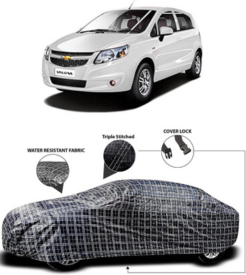 Gavya Car Cover For Chevrolet UVA (With Mirror Pockets)(White, Black)