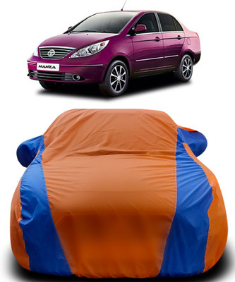 APNEK Car Cover For Tata Manza (With Mirror Pockets)(Orange, Blue)
