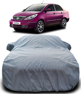 MoTRoX Car Cover For Tata Manza (With Mirror Pockets)(Black, White)