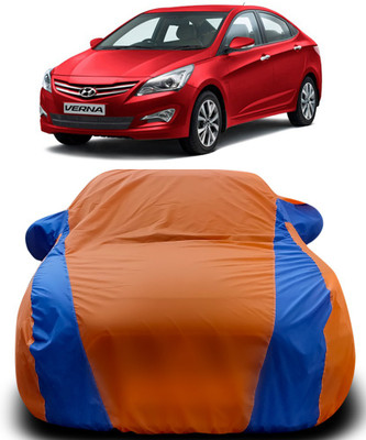 Elegance Car Cover For Hyundai Fluidic Verna (With Mirror Pockets)(Orange, Blue)