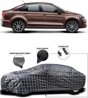 MoTRoX Car Cover For Volkswagen Vento (Without Mirror Pockets)(White, Black)