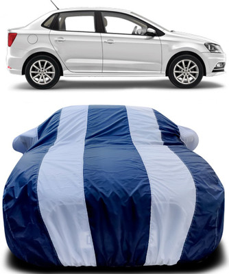 NUMBOR ONE Car Cover For Volkswagen Ameo (With Mirror Pockets)(Blue, White)