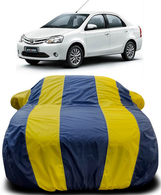 MoTRoX Car Cover For Toyota Etios (With Mirror Pockets)(Blue, Yellow)