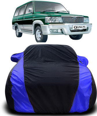 NUMBOR ONE Car Cover For Toyota Qualis (With Mirror Pockets)(Black, Blue)