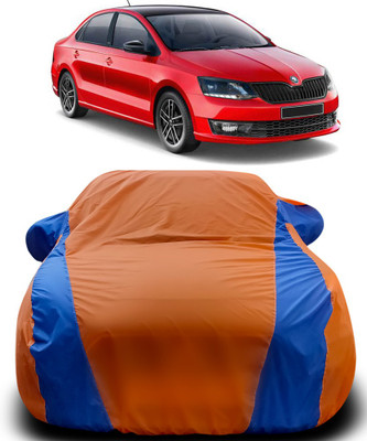 MoTRoX Car Cover For Skoda Rapid (With Mirror Pockets)(Orange, Blue)