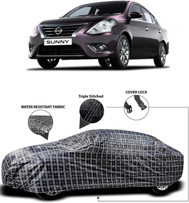 APNEK Car Cover For Nissan Sunny (With Mirror Pockets)(White, Black)