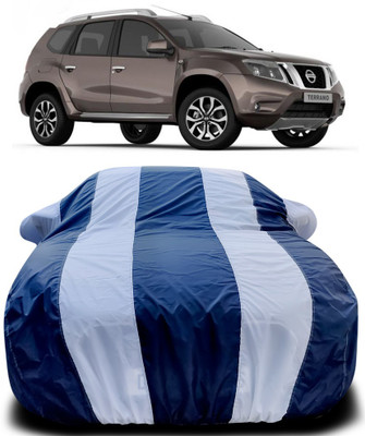 APNEK Car Cover For Nissan Terrano (With Mirror Pockets)(Blue, White)