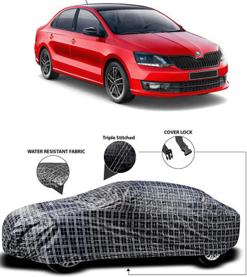 Gavya Car Cover For Skoda Rapid (With Mirror Pockets)(White, Black)
