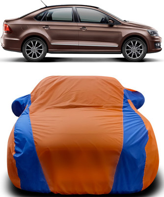Gavya Car Cover For Volkswagen Vento (With Mirror Pockets)(Orange, Blue)