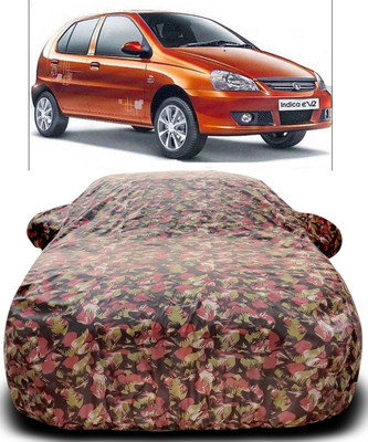 MoTRoX Car Cover For Tata Indica eV2 (With Mirror Pockets)(Green, Red)