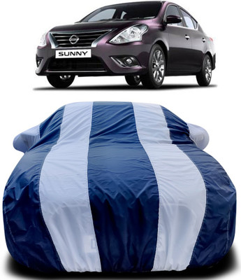 APNEK Car Cover For Nissan Sunny (With Mirror Pockets)(Blue, White)