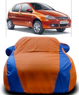 NUMBOR ONE Car Cover For Tata Indica eV2 (With Mirror Pockets)(Orange, Blue)