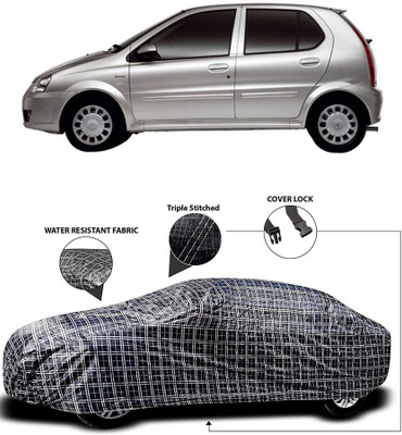APNEK Car Cover For Tata Indica V2 (With Mirror Pockets)(White, Black)