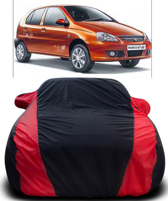 APNEK Car Cover For Tata Indica eV2 (With Mirror Pockets)(Black, Red)