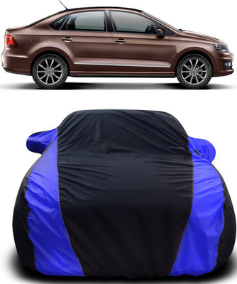 MoTRoX Car Cover For Volkswagen Vento (With Mirror Pockets)(Black, Blue)