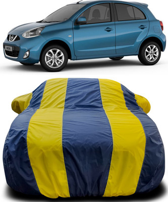 APNEK Car Cover For Nissan Micra (With Mirror Pockets)(Blue, Yellow)