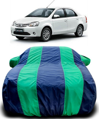 MoTRoX Car Cover For Toyota Etios (With Mirror Pockets)(Blue, Green)