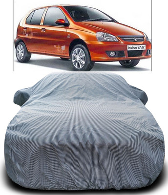 APNEK Car Cover For Tata Indica eV2 (With Mirror Pockets)(Black, White)