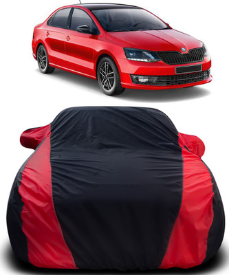 Gavya Car Cover For Skoda Rapid (With Mirror Pockets)(Black, Red)