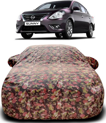 MoTRoX Car Cover For Nissan Sunny (With Mirror Pockets)(Green, Red)