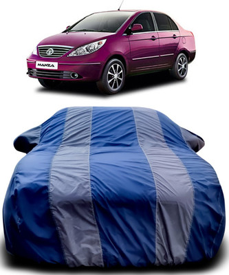 APNEK Car Cover For Tata Manza (With Mirror Pockets)(Blue, Grey)
