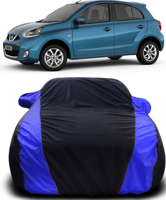 MoTRoX Car Cover For Nissan Micra (With Mirror Pockets)(Black, Blue)