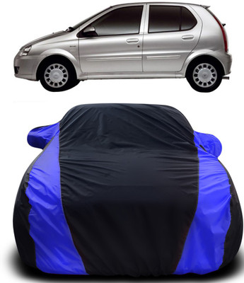 APNEK Car Cover For Tata Indica V2 (With Mirror Pockets)(Black, Blue)