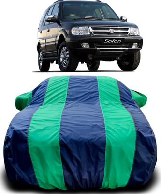 MoTRoX Car Cover For Tata Safari (With Mirror Pockets)(Blue, Green)