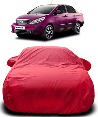 THE REAL ARV Car Cover For Tata Manza (With Mirror Pockets)(Red)
