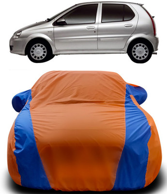 APNEK Car Cover For Tata Indica V2 (With Mirror Pockets)(Orange, Blue)