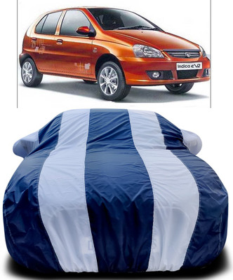 APNEK Car Cover For Tata Indica eV2 (With Mirror Pockets)(Blue, White)
