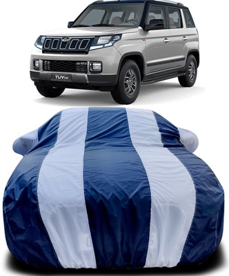 NUMBOR ONE Car Cover For Mahindra TUV300 (With Mirror Pockets)(Blue, White)