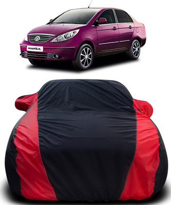 APNEK Car Cover For Tata Manza (With Mirror Pockets)(Black, Red)
