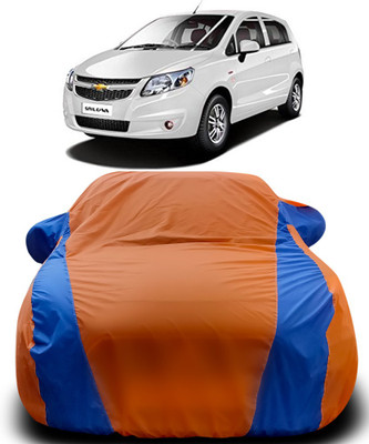 Gavya Car Cover For Chevrolet UVA (With Mirror Pockets)(Orange, Blue)