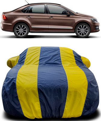 Gavya Car Cover For Volkswagen Vento (With Mirror Pockets)(Blue, Yellow)